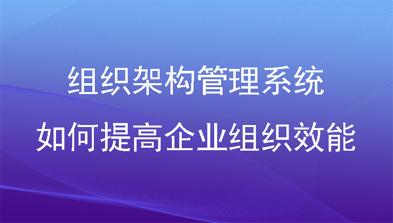 人事系统组织架构管理系统：如何提高企业组织效能